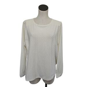 NWT J.Crew Long Sleeve Clip Dot Top Womens Size XXL Cream Ivory Textured Neutral